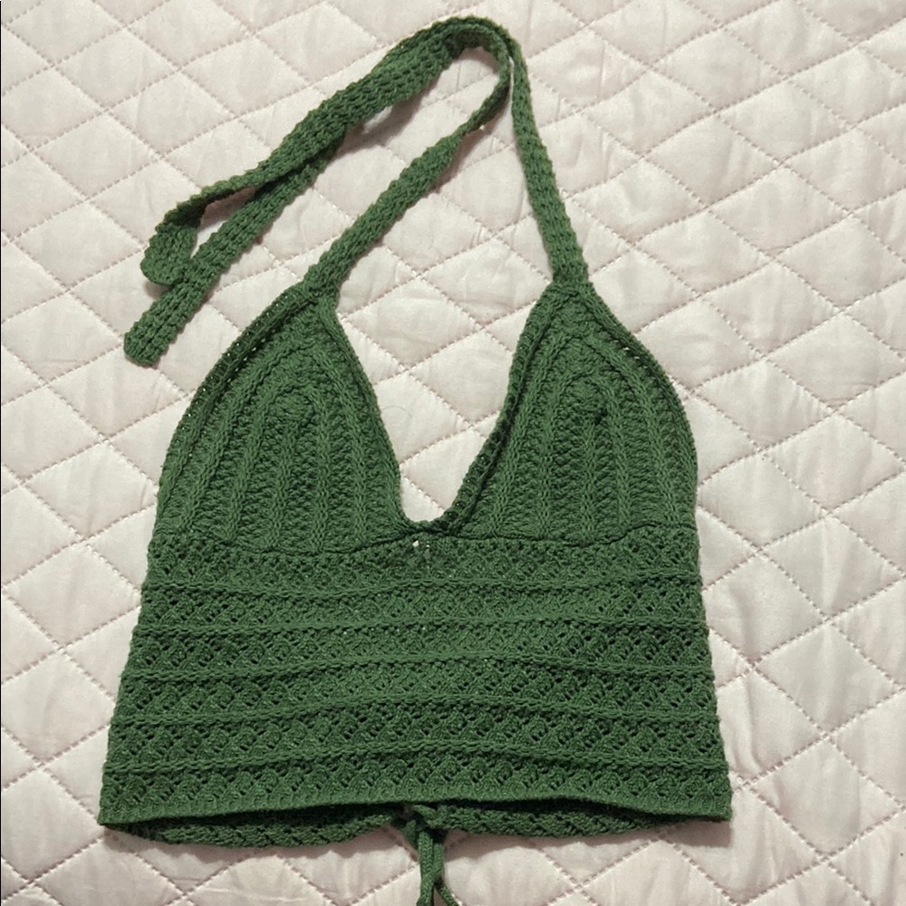 Green Crochet Halter Top